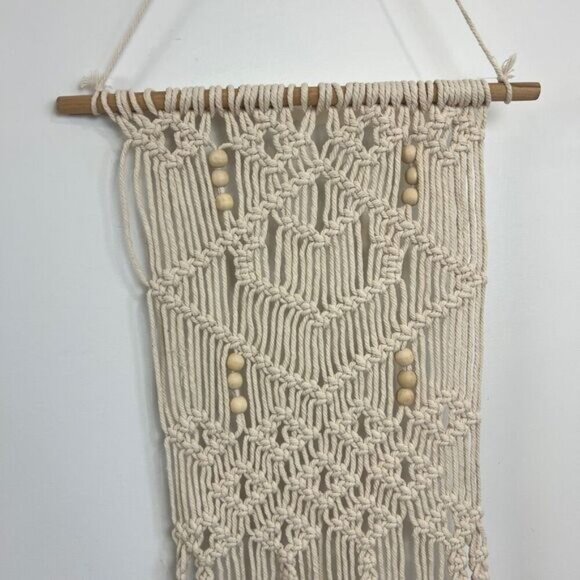 Vintage Hand Woven Macrame BOHO Fringed Wall Tapestry Hanging Decor - Picture 2 of 7